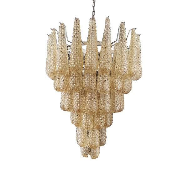 Vintage Amber Murano Glass Petals Drop Chandelier