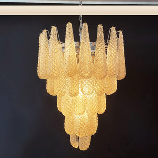 Vintage Amber Murano Glass Petals Drop Chandelier