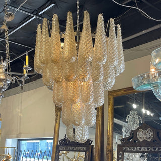 Vintage Amber Murano Glass Petals Drop Chandelier