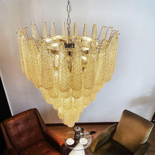 Vintage Amber Murano Glass Petals Drop Chandelier