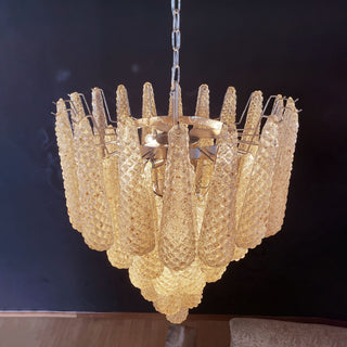 Vintage Amber Murano Glass Petals Drop Chandelier