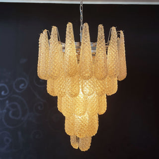 Vintage Amber Murano Glass Petals Drop Chandelier