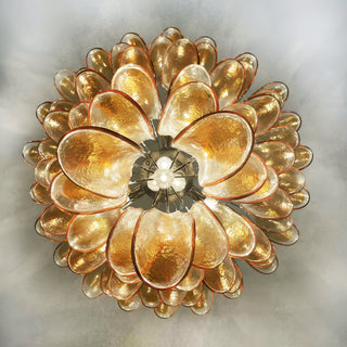 Murano Amber Glass Petals Chandelier