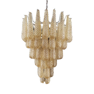 Vintage Amber Murano Glass Petals Drop Chandelier