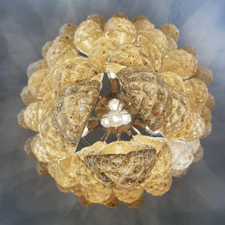 Vintage Amber Murano Glass Petals Drop Chandelier