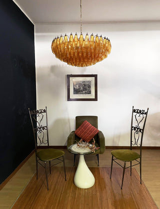 Murano Faceted Amber Glass Chandelier