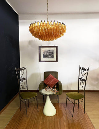 Murano Faceted Amber Glass Chandelier