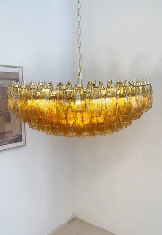 Murano Faceted Amber Glass Chandelier