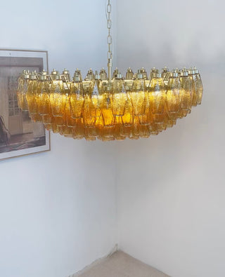 Murano Faceted Amber Glass Chandelier