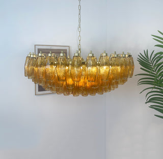 Murano Faceted Amber Glass Chandelier