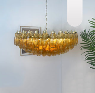 Murano Faceted Amber Glass Chandelier