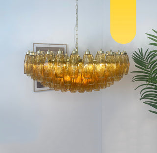 Murano Faceted Amber Glass Chandelier