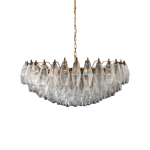 Murano Faceted Transparent Glass Chandelier