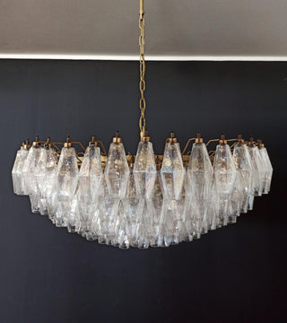 Murano Faceted Transparent Glass Chandelier