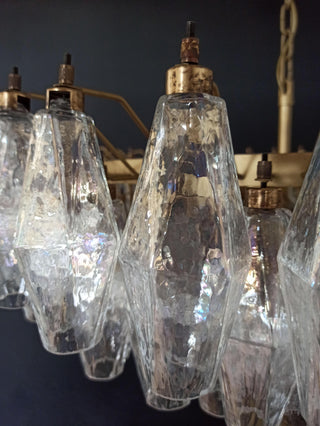 Murano Faceted Transparent Glass Chandelier