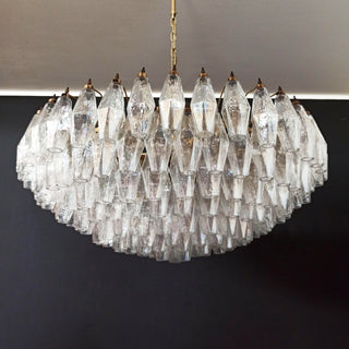 Murano Faceted Transparent Glass Chandelier