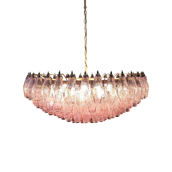 Murano Faceted Pink Glass Chandelier