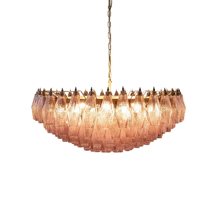 Pink Murano Rhombus Faceted Glass Chandelier