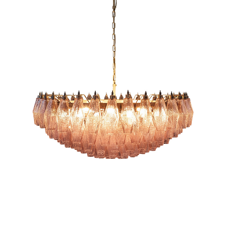 Pink Murano Rhombus Faceted Glass Chandelier | Korewolamp