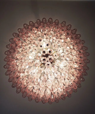 Murano Faceted Pink Glass Chandelier