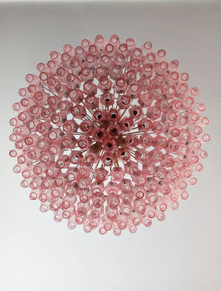 Murano Faceted Pink Glass Chandelier