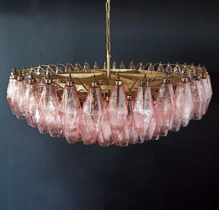 Murano Faceted Pink Glass Chandelier