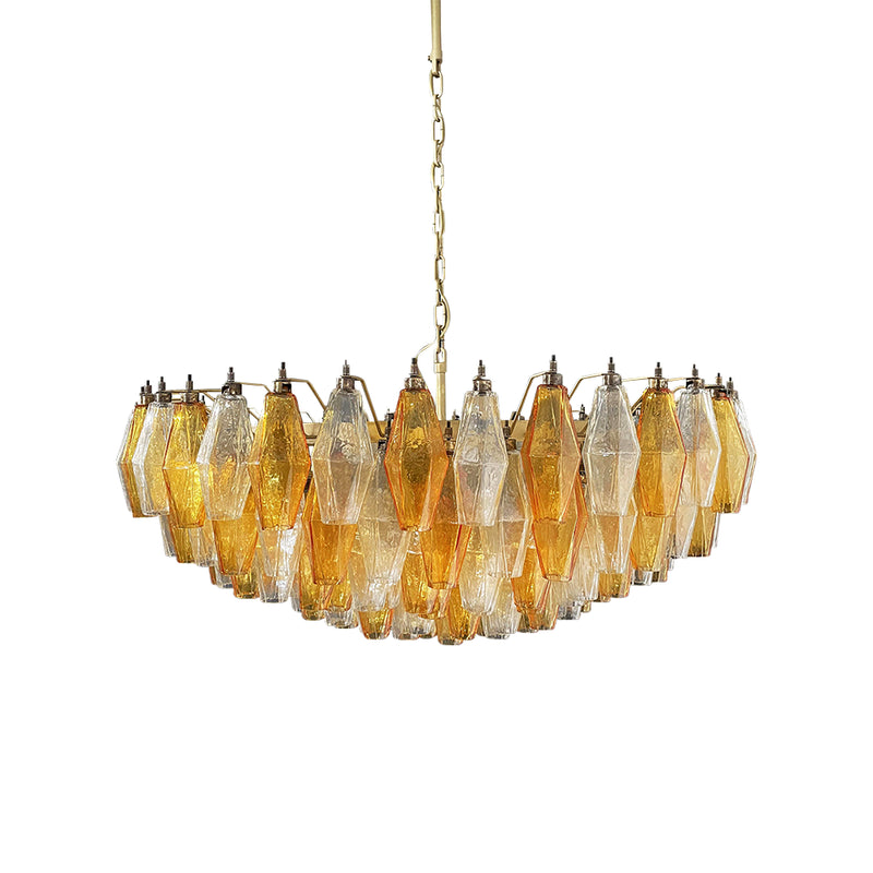 Murano Faceted Transparent Amber Glass Chandelier | Korewolamp