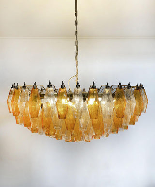 Murano Faceted Transparent Amber Glass Chandelier