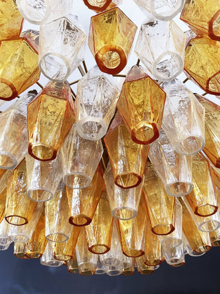 Murano Faceted Transparent Amber Glass Chandelier