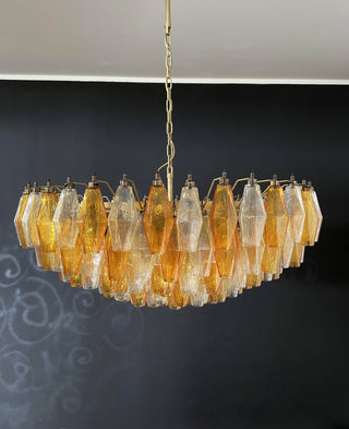 Murano Faceted Transparent Amber Glass Chandelier