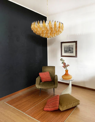 Murano Faceted Transparent Amber Glass Chandelier