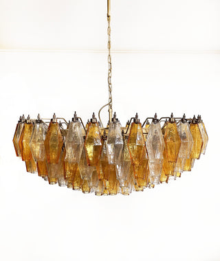 Murano Faceted Transparent Amber Glass Chandelier