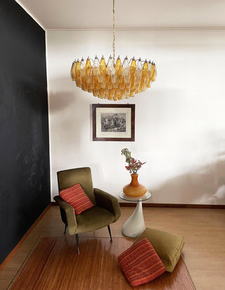 Murano Faceted Transparent Amber Glass Chandelier