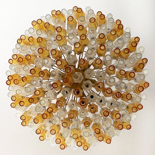 Murano Faceted Transparent Amber Glass Chandelier