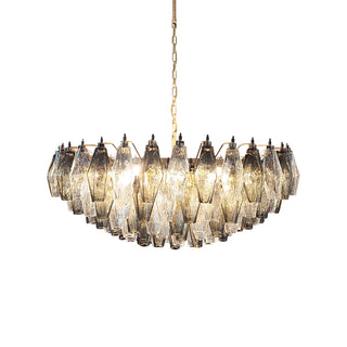 Murano Faceted Transparent Smoked Glass Chandelier