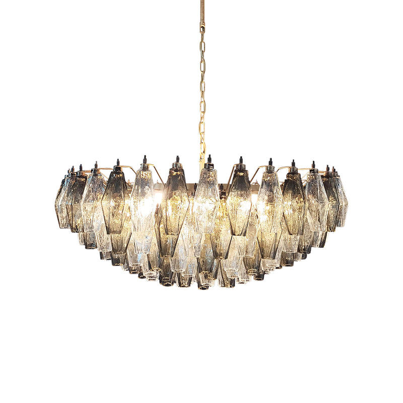 Murano Faceted Transparent Smoked Glass Chandelier | Korewolamp