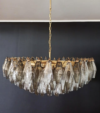 Murano Faceted Transparent Smoked Glass Chandelier