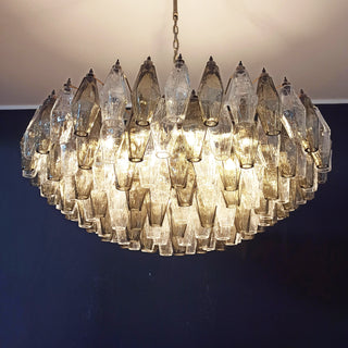 Murano Faceted Transparent Smoked Glass Chandelier