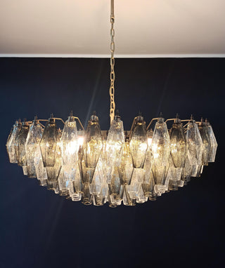 Murano Faceted Transparent Smoked Glass Chandelier