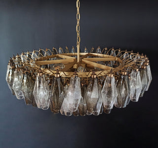 Murano Faceted Transparent Smoked Glass Chandelier