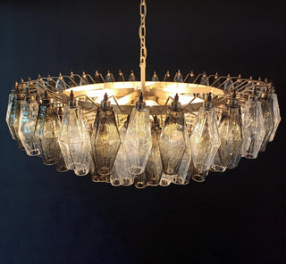 Murano Faceted Transparent Smoked Glass Chandelier