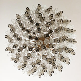 Murano Faceted Transparent Smoked Glass Chandelier