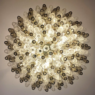 Murano Faceted Transparent Smoked Glass Chandelier