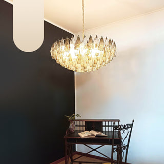 Murano Faceted Transparent Smoked Glass Chandelier