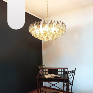 Murano Faceted Transparent Smoked Glass Chandelier