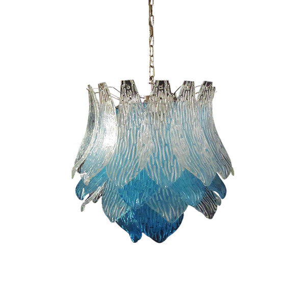 Vintage Murano Transparent Blue Glass Chandelier