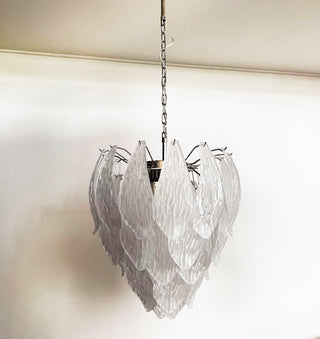 Murano Frosted Carved Glass Leaves Chandelier