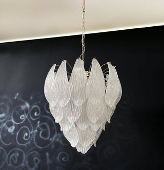 Murano Frosted Carved Glass Leaves Chandelier