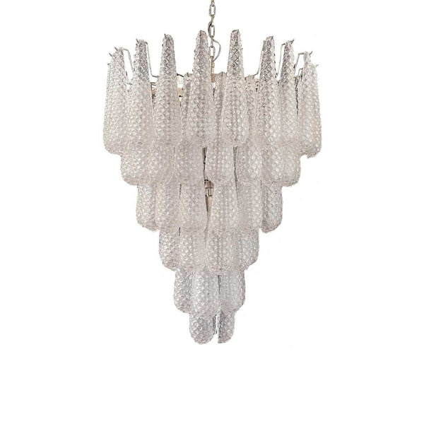 Vintage Transparent Murano Glass Petals Drop Chandelier