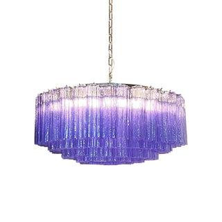 Murano Large Amethyst Glass Tube Chandelier